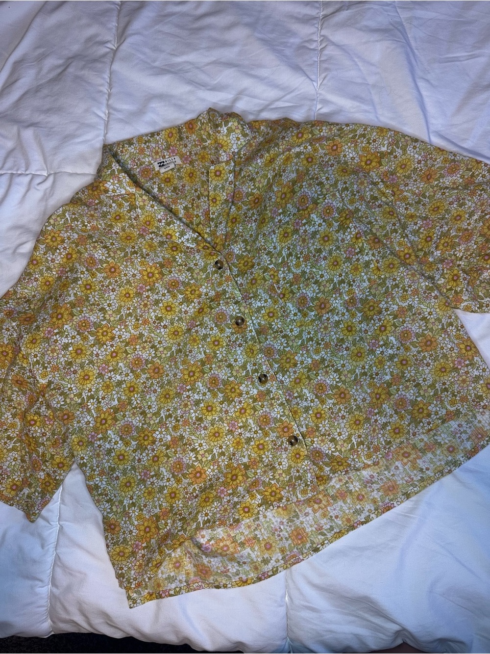Women’s Floral Button-Up Shirt in Yellow